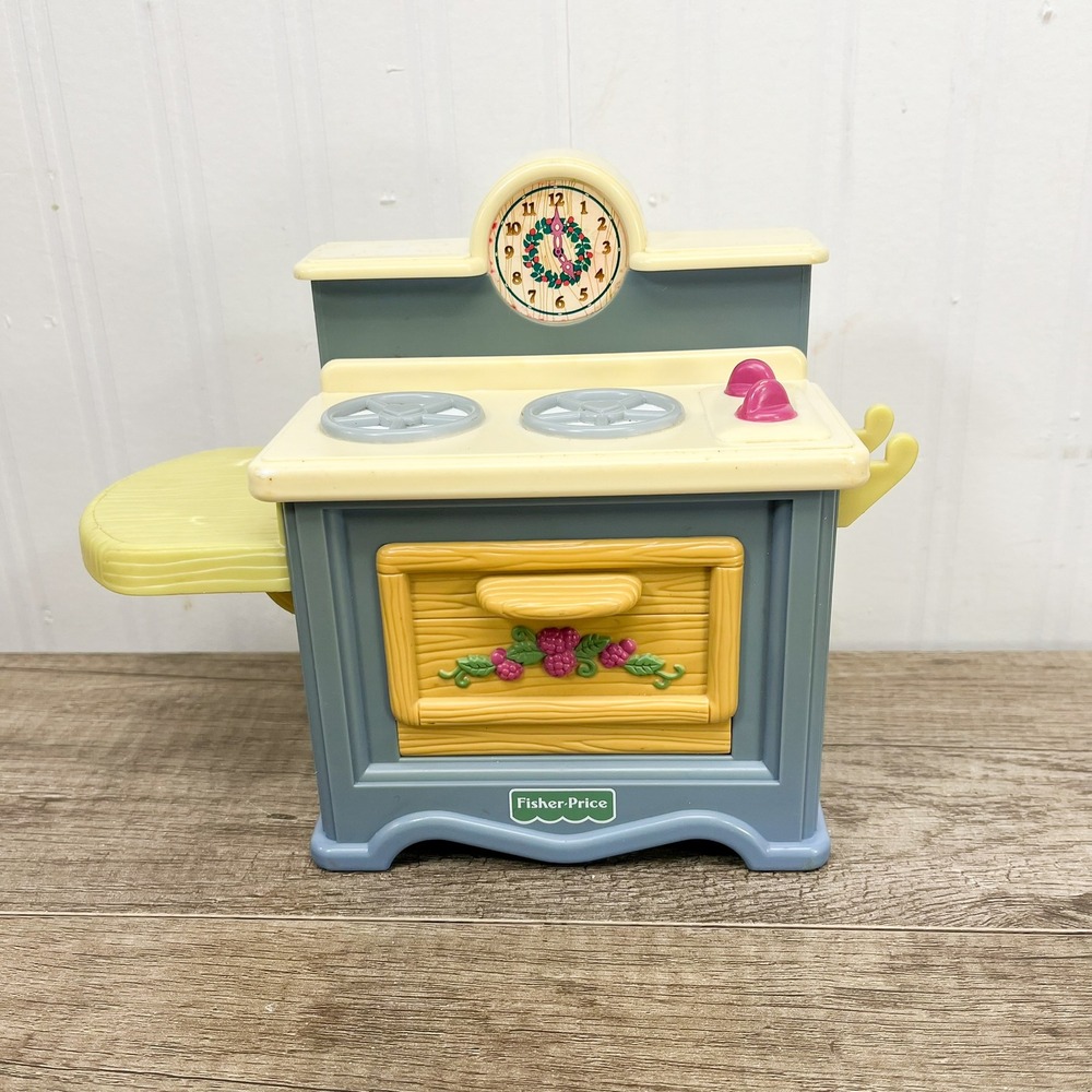 Vintage 1998 Fisher Price Loving Family Dollhouse Kitchen Stove Blue 71463